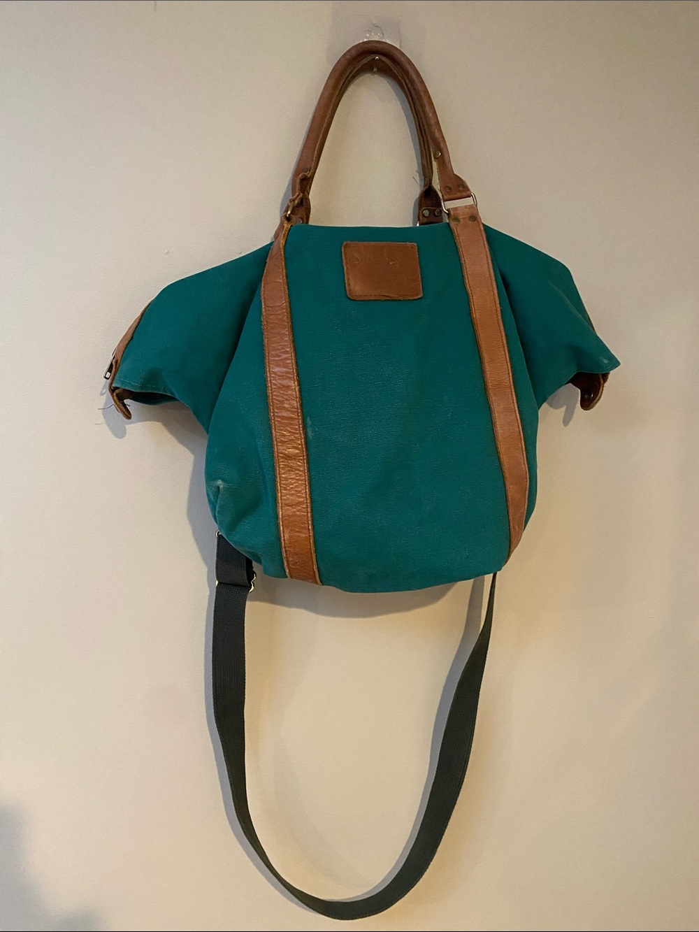 Vintage CS First Boston St. Moritz 1994 Canvas duffle Bag with Leather Trim
